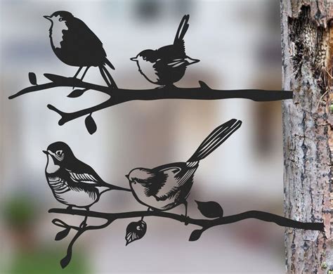 Metal Bird Garden Art Set Outdoor Yard Decor Birds on Tree - Etsy ...