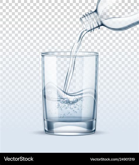 Pure water pouring into realistic glass cup Vector Image