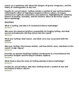 Norse Mythology: Tyrfing Assignment (WORD) by Academic Links | TPT