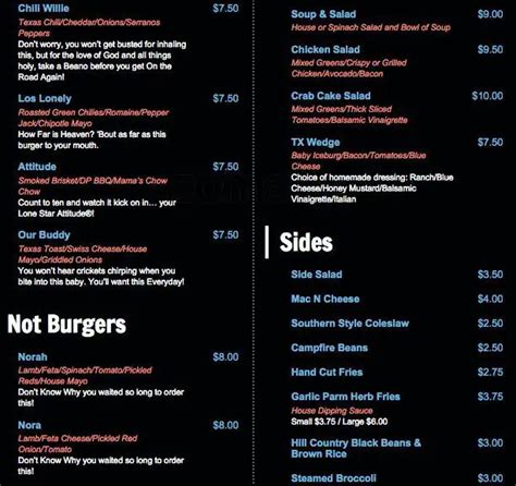 Menu at LSA Burger Co. pub & bar, Denton