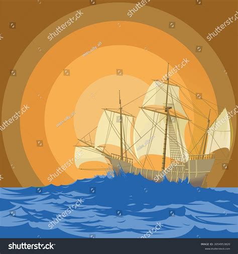 Silhouette Sailboat Sunset Vector Illustration Sailing Stock Vector ...