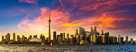 Toronto Skyline at Sunset, Canada Stock Image - Image of exterior ...