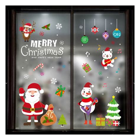 Christmas Window Stickers Merry Christmas Window Decals Santa Claus ...