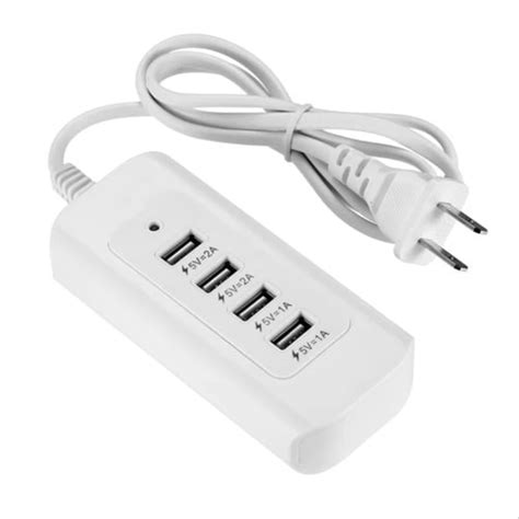 LEORY US Plug 4 USB Charging Ports 5A AC Power Wall Sockets Strip USB Hub Desktop Standard Plug ...