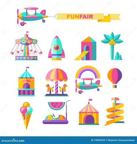 Amusement Park, Rides. Vector Illustration Stock Vector - Illustration ...