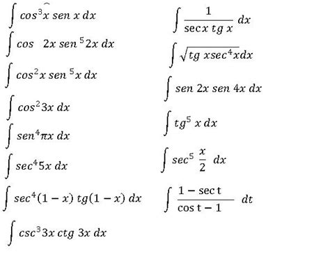 Cálculo integral: Integrales Trigonométricas