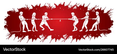 Children playing tug war cartoon graphic Vector Image