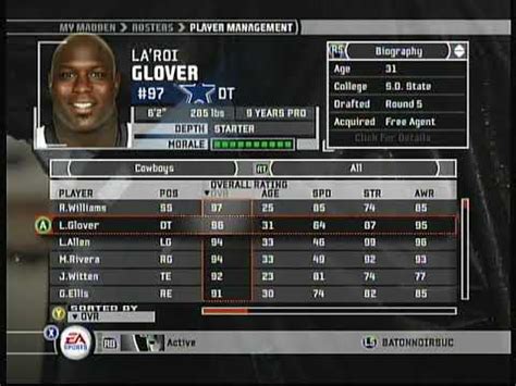 Roster Cowboys - Madden NFL 06 (Xbox 360) - YouTube
