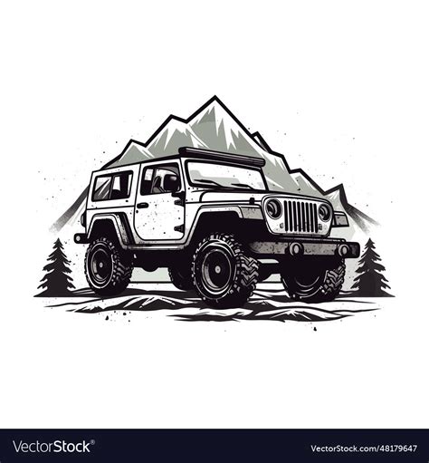 Beautiful jeep silhouette Royalty Free Vector Image