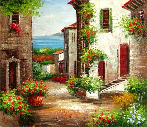 Framed Tuscany Italy Landscape - 1. Quality Hand Painted Oil Painting ...