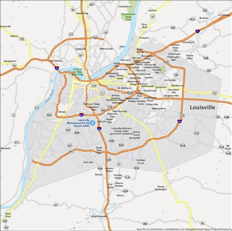 Map of Louisville KY - GIS Geography