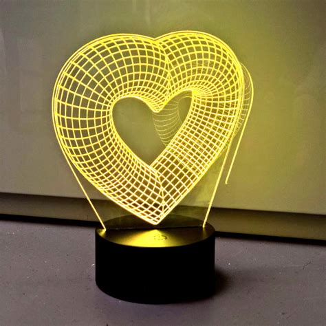 Hearts 3D Optical illusion LED Lamp 7 colours by LaserVinylArts on Etsy 3d Globe, 3d Optical ...