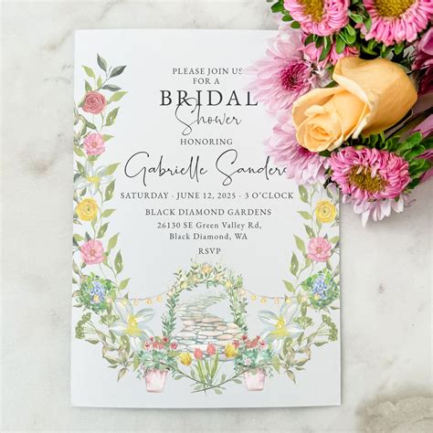 Digital Full Color Floral Bridal Shower Invitations - GB Design House