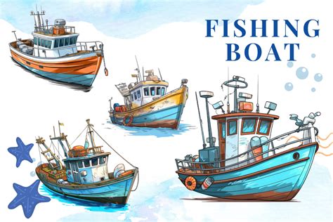 Fishing Boat Clipart Illustration PNG Graphic by sistadesign29 ...