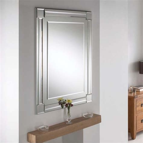 Bevelled Contemporary Rectangular Silver Wall Mirror | HomesDirect365