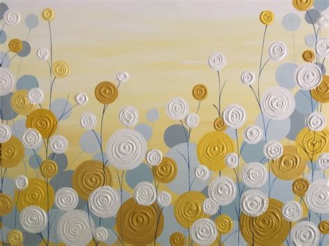 Yellow Blue and Grey Wall Art Textured Painting Abstract | Etsy