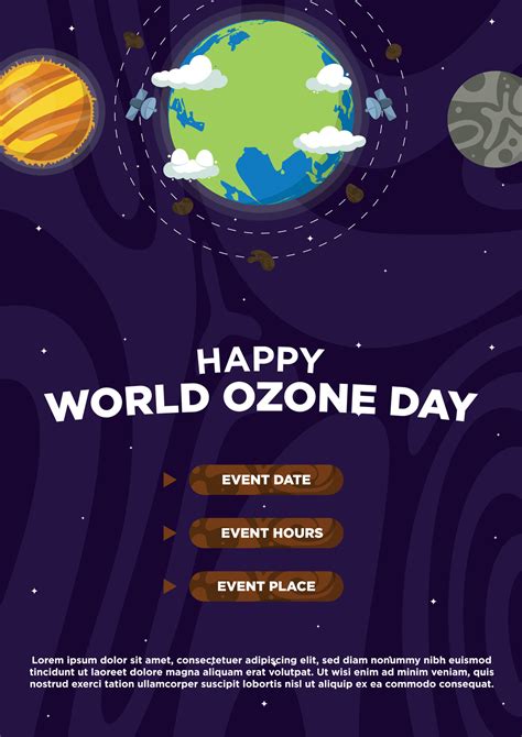 Poster Template Hand Drawn Vector World Ozone Day With Abstract Galaxy ...