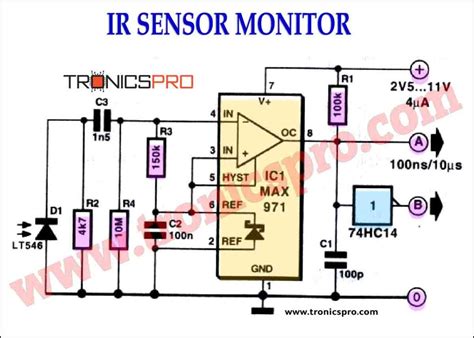 IR Sensor Monitor Circuit Diagram ( Infrared ) - TRONICSpro