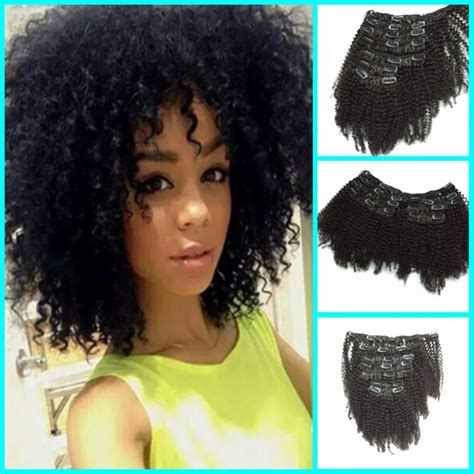 Hot Peruvian Afro Kinky Curly Hair Clip Ins For Black Women Afro Kinky Hair Weave Clip In ...