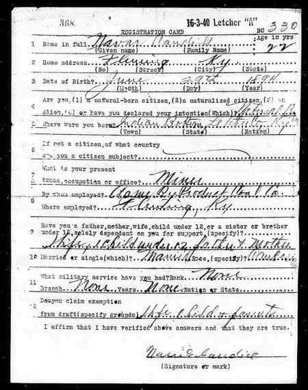 Navar Caudill discovered in U.S., World War I Draft Registration Cards ...