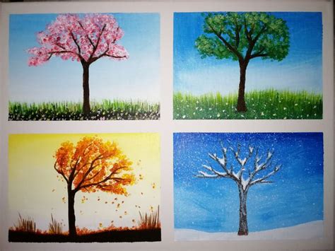 One tree, four seasons - Stavy Gr - Paintings & Prints, Flowers, Plants ...