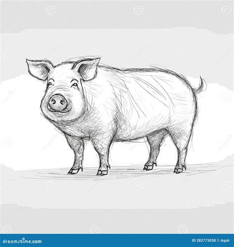 Hog Hand-drawn Illustration. Hog. Vector Doodle Style Cartoon ...