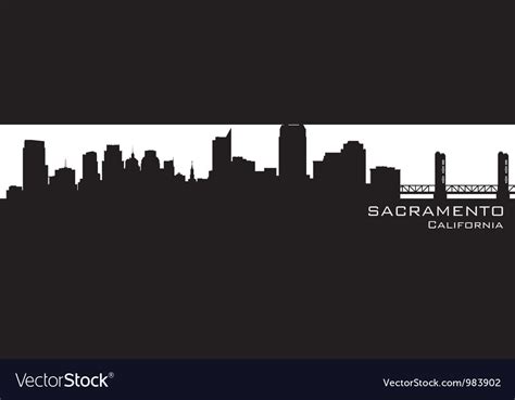 Sacramento california skyline detailed silhouette Vector Image