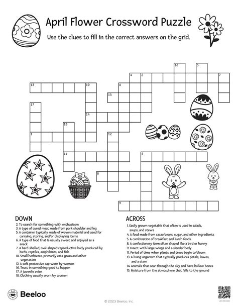 April Crossword Puzzle Printable - Free Crossword Puzzles Printable