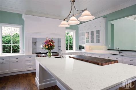 Glacier White Quartz | Quartz kitchen countertops, White quartz countertop, White marble countertops