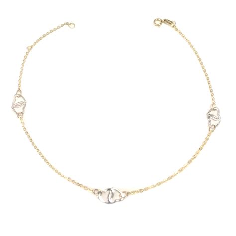 14K Yellow And White Gold Heart Charms Fancy Anklet, 10" – JewelryAffairs