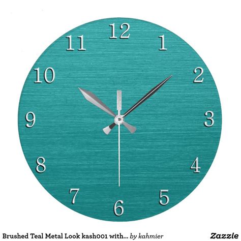 Sold Brushed Teal Metal Look kash001 with White Numbers Large Clock ...