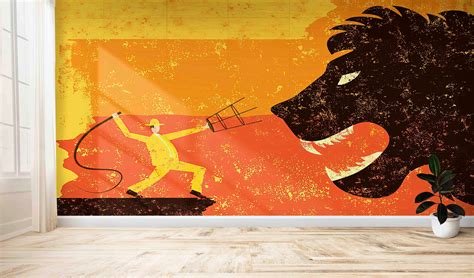 Bright Wallpaper, 3d Wallpaper, Lion Mural, Paper Wall Art Lion Tamer ...
