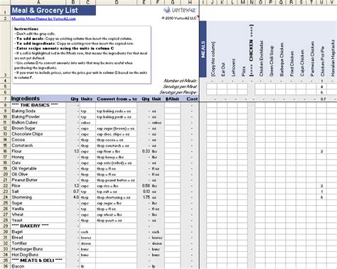 Meal Planner Template for Excel | Free Download