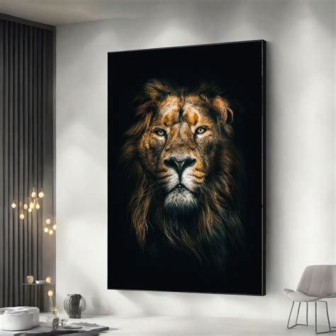 Lion Canvas Wall Art, Lion Painting, Lion Framed Canvas, Lion Art ...