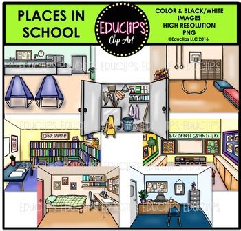 Places In School Clip Art Set {Educlips Clipart} | Elementary schools ...