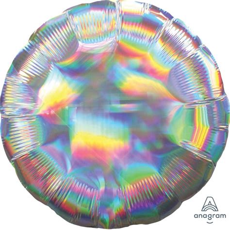 Round Iridescent Silver Standard Holographic Foil Balloon 45cm