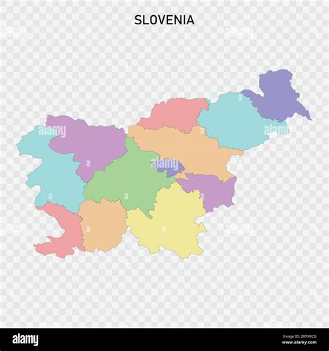 Isolated colored map of Slovenia with borders of the regions Stock ...