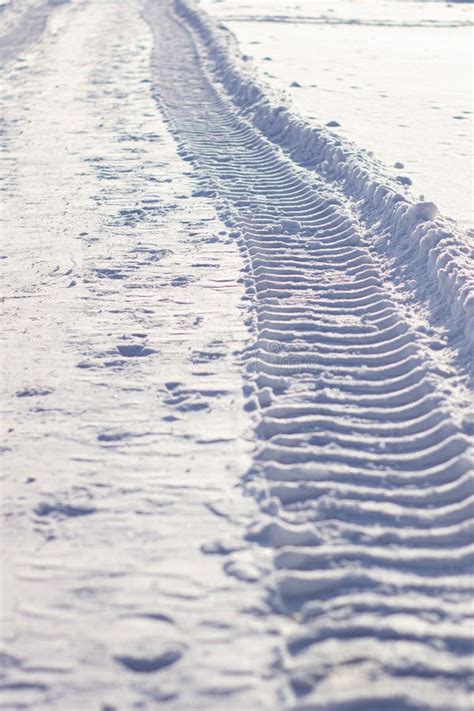 Fresh Tracks from the Tractor in the Snow in Winter Stock Image - Image ...