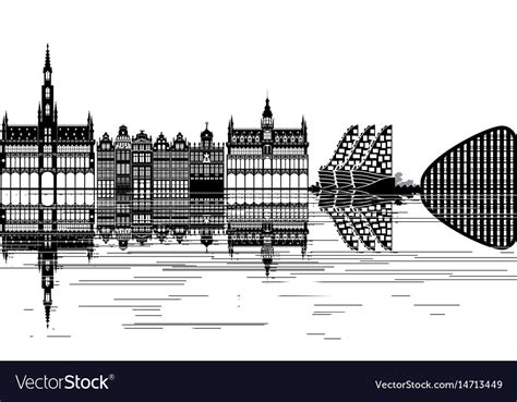 Brussels skyline Royalty Free Vector Image - VectorStock