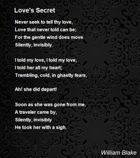 Love's Secret Poem by William Blake - Poem Hunter | Unrequited love poems, Afraid to love quotes ...