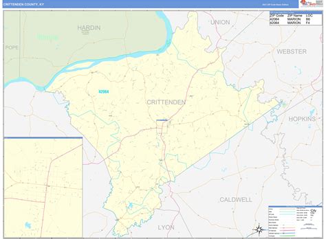 Crittenden County, KY Zip Code Wall Map Basic Style by MarketMAPS