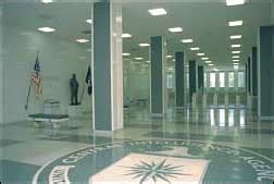 Photo showing CIA's Main Entrance interior, with CIA Seal on the floor