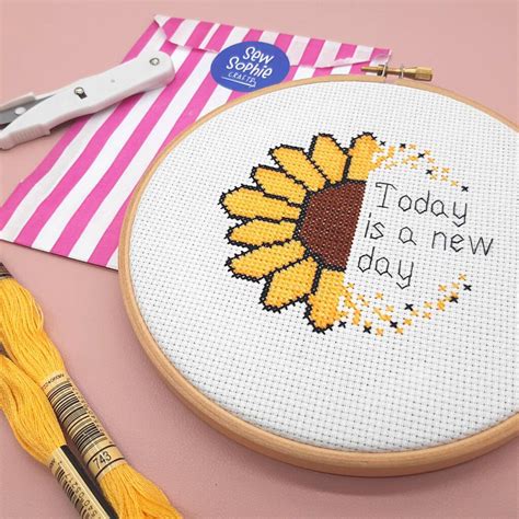 Sunflower Cross Stitch Kit By Sew Sophie Crafts | notonthehighstreet.com