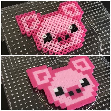 Perler/Hama Pig | Perler beads designs, Hamma beads ideas, Perler beads