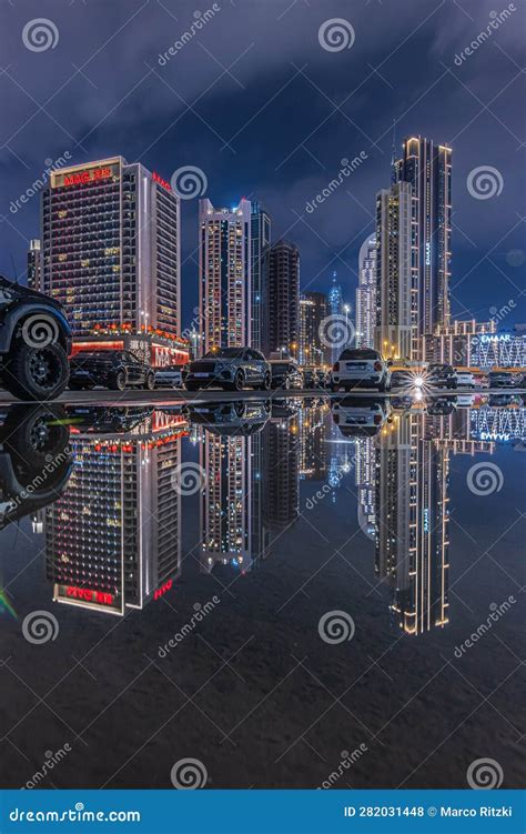 Skyscrapers of Dubai Skyline at Night Editorial Stock Photo - Image of ...