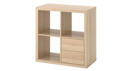 IKEA KALLAX Shelving unit with drawers - White stained oak effect ...