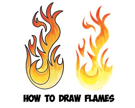 How to Draw Flames and Drawing Cartoon Fire Drawing Tutorial - How to Draw Step by Step Drawing ...