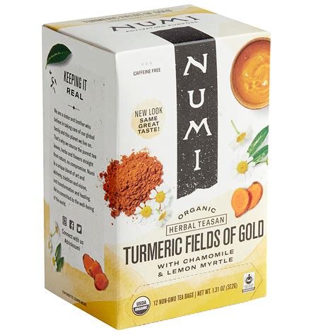 Numi Organic Fields of Gold Turmeric Tea Bags - 12/Box