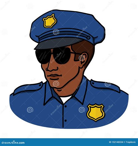 Black Policeman Character Signaling Disk Vector Illustration | CartoonDealer.com #135351536