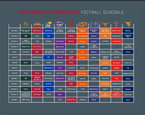 This Colorful Life: Big 12 Football Schedule- 2016